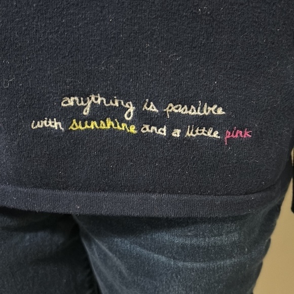 Lilly Pulitzer Navy Blue Dinah Sweater Anything is possible with sunshine S - Picture 1 of 11
